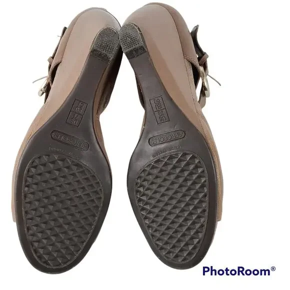 Aerosoles Soundsystem nude peep toe wedge shooties,, 7.5M - Picture 4 of 11